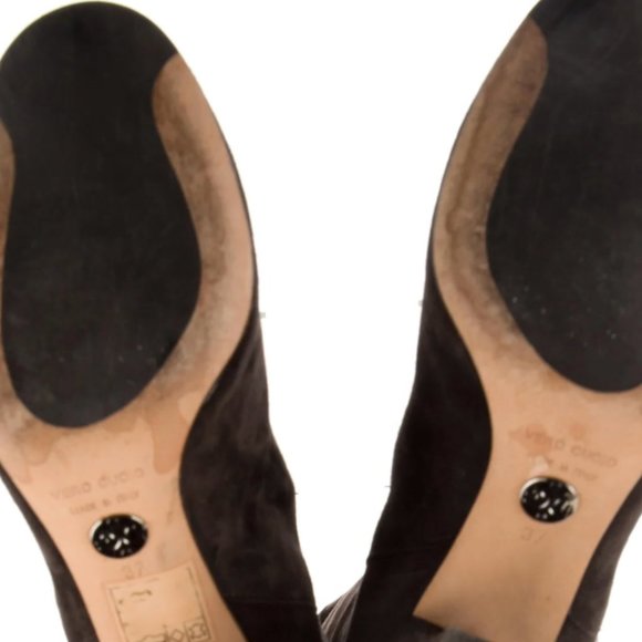 DOLCE & GABBANA suede over the knee THIGH BOOTS chocolate brown 37 6.5 scrunch - Picture 7 of 9